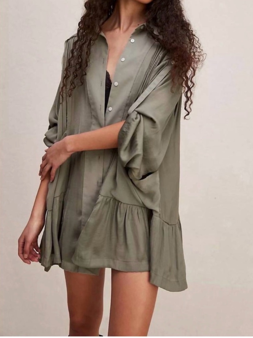 Free People Moonstruck mini dress with slip NWT XS Moss green
